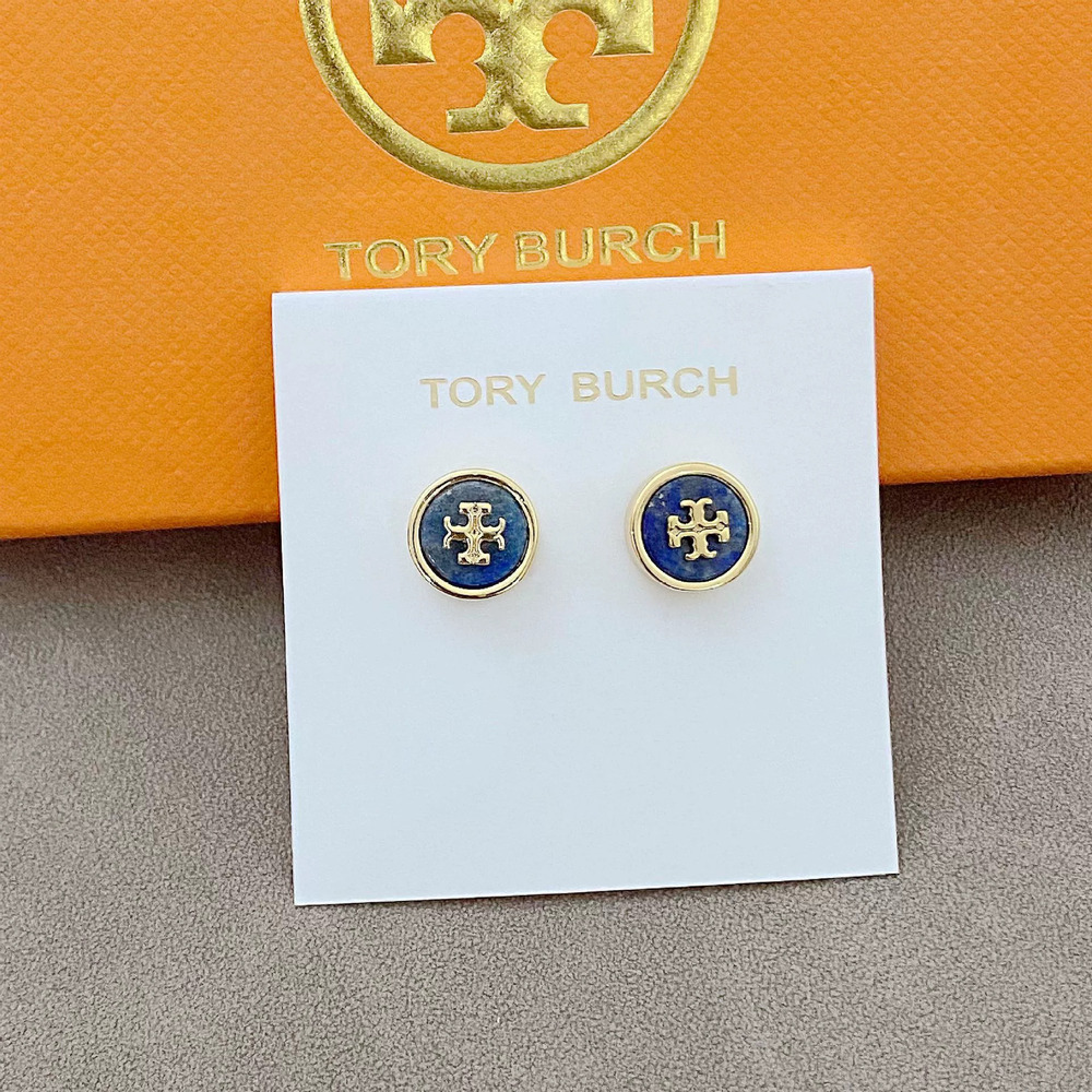 Tory Burch Enamel Letter Round Stud Earrings